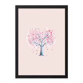 Heart Tree Framed Wall Art, Watercolor Tree of Hearts, Love Tree Decor, Romantic Gift, Anniversary Gift, Pink Heart Wall Art, Tree Art - Tawshia